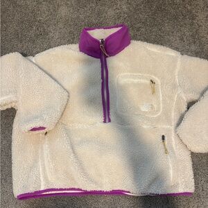 The North Face Cream and Purple Fleece Jacket